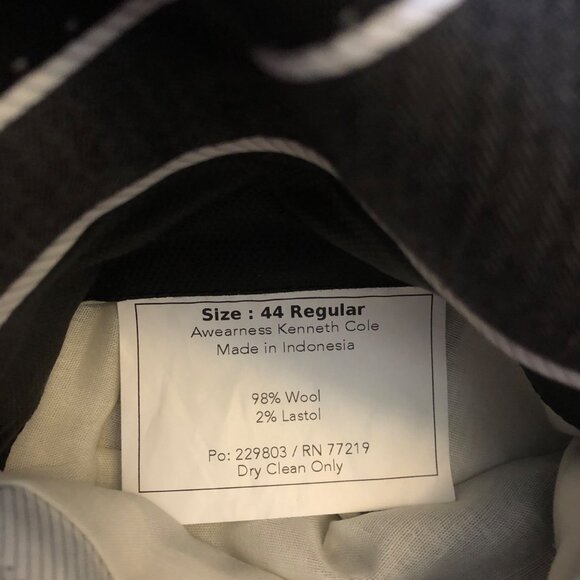 Awearness Kenneth Cole Wool Gray Suit Jacket Size 44R & Pants Size 36W 30L - Picture 12 of 15